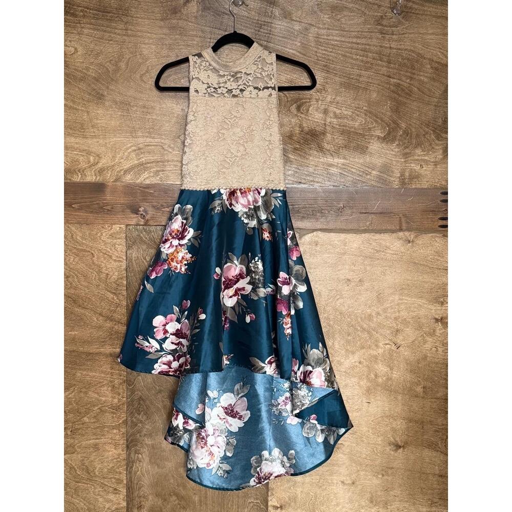 Speechless Kids Floral Lace Bodice Sleeveless Highlow Dress Womens Size 16